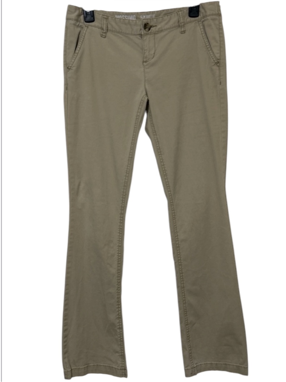 Mossimo Supply Co Slim Bootcut Pants Tan Khaki Stretch Low Rise Size 5
